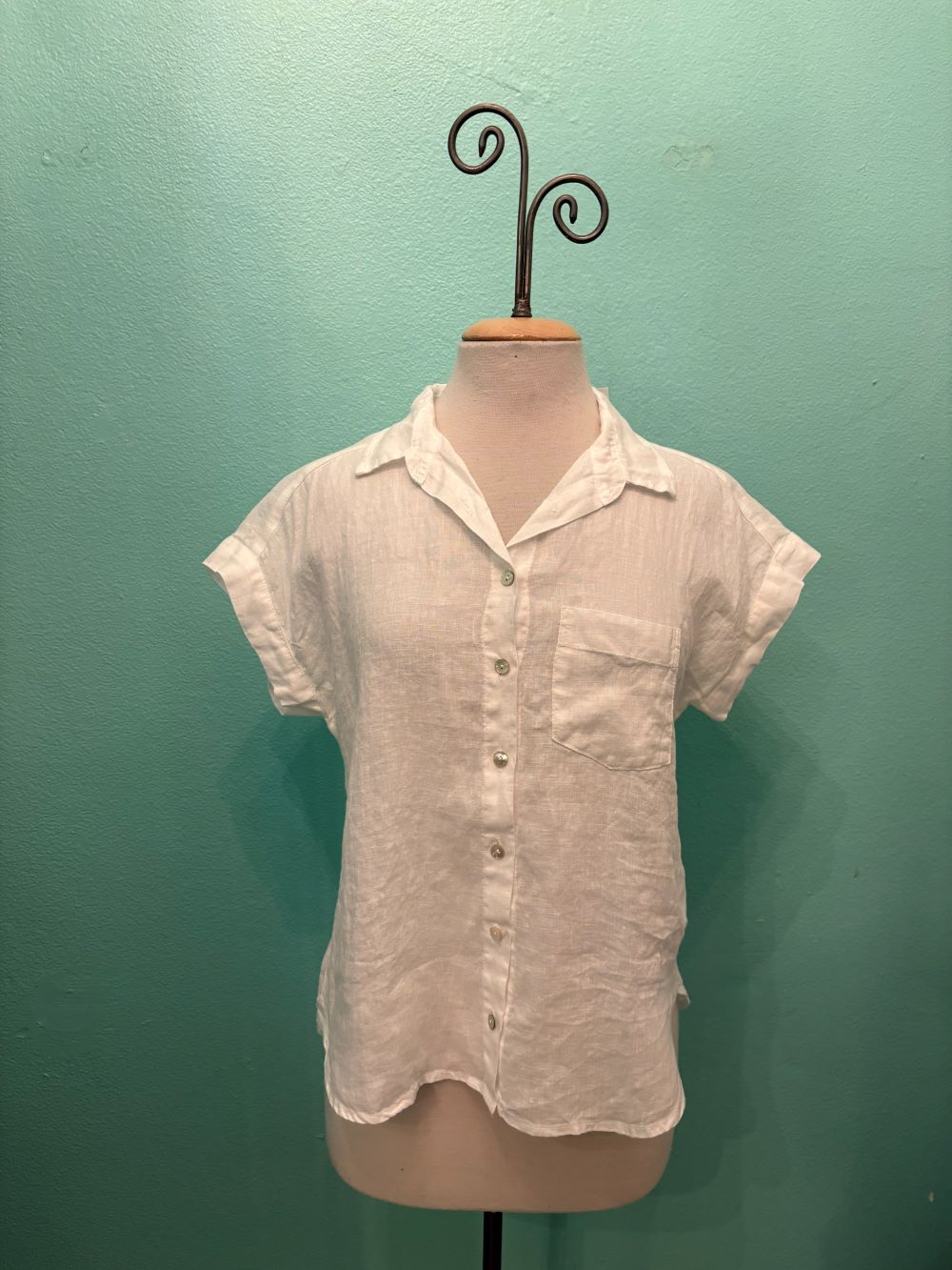 HANKY LINEN S/S POCKET SHIRT-WHITE-CUT LOOSE