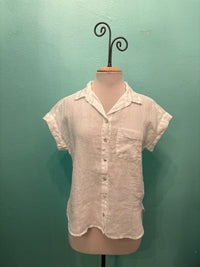 HANKY LINEN S/S POCKET SHIRT-WHITE-CUT LOOSE