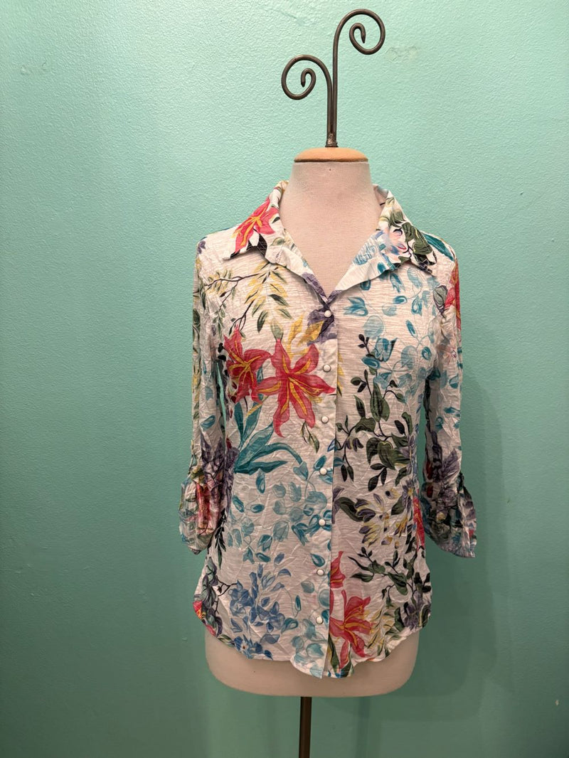 LEOLA ROLL-UP SLEEVE SNAP SHIRT-LEGER