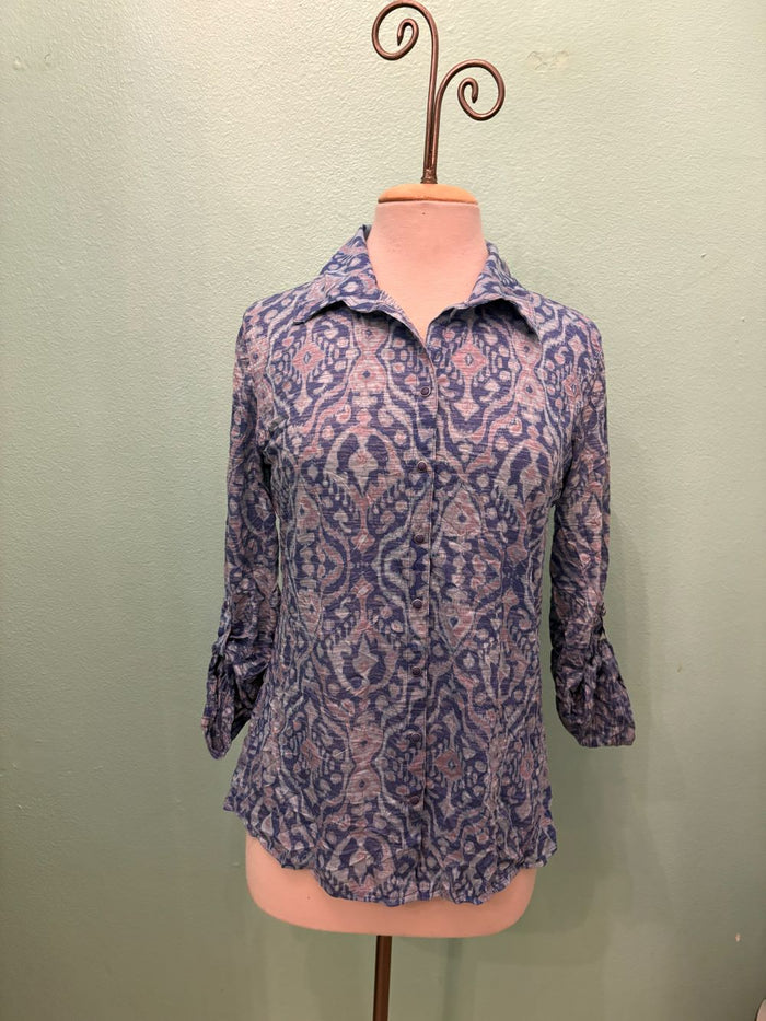 KAIA ROLL-UP SLEEVE SNAP SHIRT-LEGER