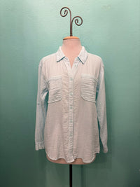 ROLL-UP SLV GAUZE BUTTON SHIRT-BLUE PEARL-MODODOC
