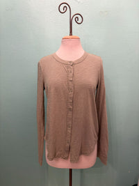 L/S RAW SEAM BUTTON CARDIGAN-SOFT SAGE-MODODOC