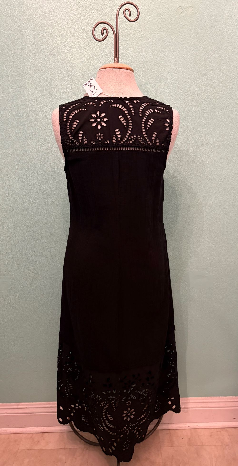 LACE MIX MIDI DRESS-BLACK-MODODOC