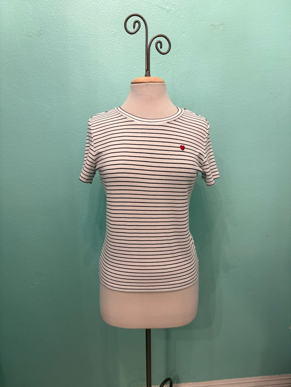 STRIPED T-SHIRT W/HEART DETAIL-MOLLY BRACKEN