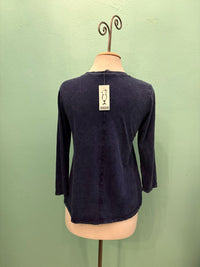 SWING CREW NECK 3/4 SLEEVE TEE-MINERAL INDIGO-COTTON LANI