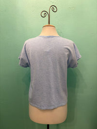 V-NECK SEAM CAP SLEEVE TEE-MINERAL SKY-COTTON LANI