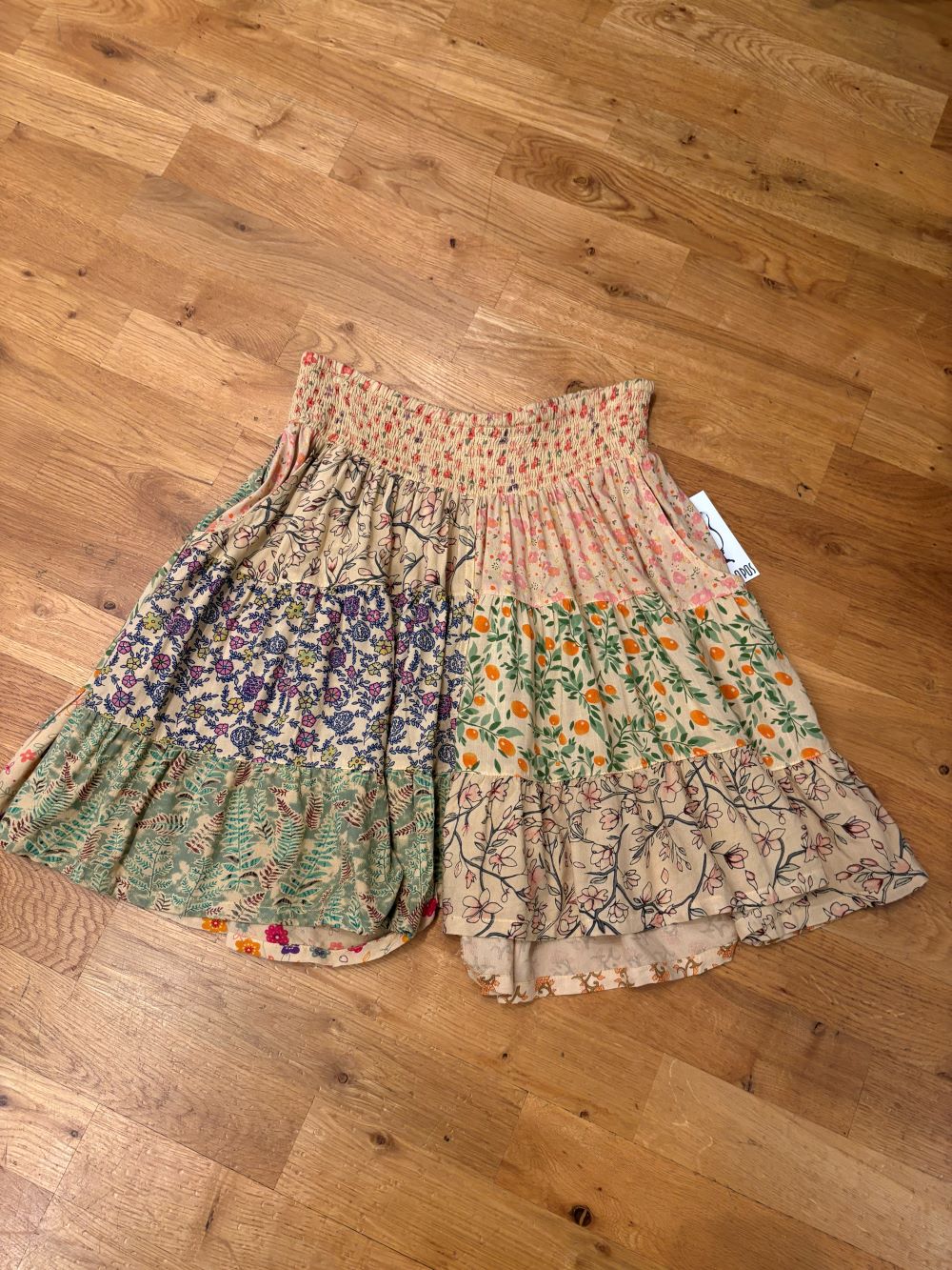 PATCHWORK SKORT-SAND-BLUE SKY