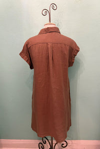S/S SHIRT LINEN DRESS-COCONUT-CUT LOOSE