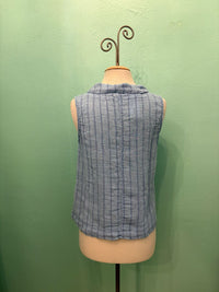 BLUE STRIPE SLEEVELESS SHIRT-BELLFLOWER-CUT LOOSE