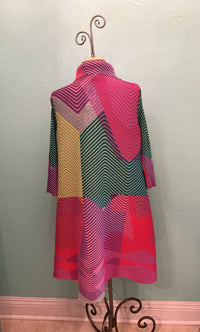 ROSE ZIG ZAG BUTTON UP DUSTER JACKET-VANITE COUTURE