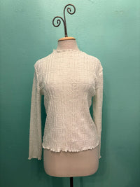 GEO EMBOSSED LONG SLEEVE BLOUSE-VANITE COUTURE