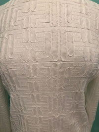 GEO EMBOSSED LONG SLEEVE BLOUSE-VANITE COUTURE