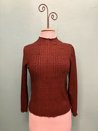 GEO EMBOSSED LONG SLEEVE BLOUSE-VANITE COUTURE