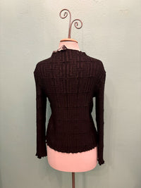 GEO EMBOSSED LONG SLEEVE BLOUSE-VANITE COUTURE