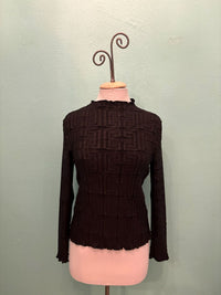 GEO EMBOSSED LONG SLEEVE BLOUSE-VANITE COUTURE