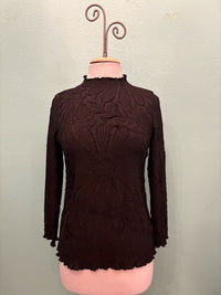 EMBOSSED LONG SLEEVE BLOUSE-68091-VANITE COUTURE