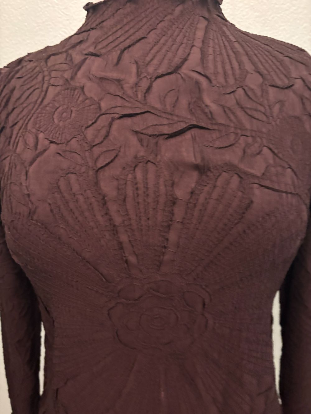 EMBOSSED LONG SLEEVE BLOUSE-68091-VANITE COUTURE