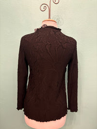 EMBOSSED LONG SLEEVE BLOUSE-68091-VANITE COUTURE