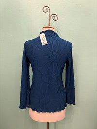 EMBOSSED LONG SLEEVE BLOUSE-68091-VANITE COUTURE