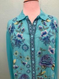LUISA SHIRT-OLYMPE-CERAMIC BLUE-JOHNNY WAS