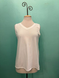 V-NECK TANK-WHITE-COTTON LANI