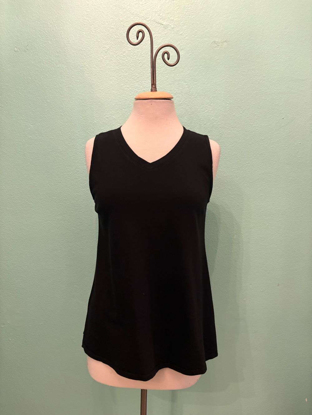 V-NECK TANK-BLACK-COTTON LANI