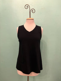 V-NECK TANK-BLACK-COTTON LANI
