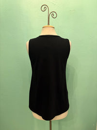 V-NECK TANK-BLACK-COTTON LANI