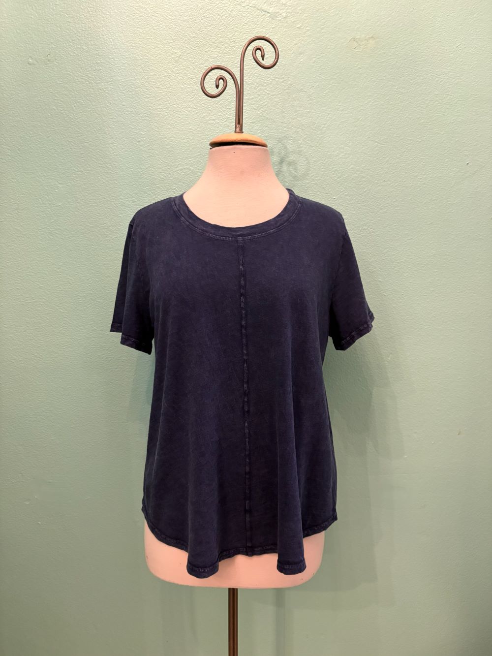 SWING CREW NECK S/S SLEEVE TEE-MINERAL INDIGO-COTTON LANI