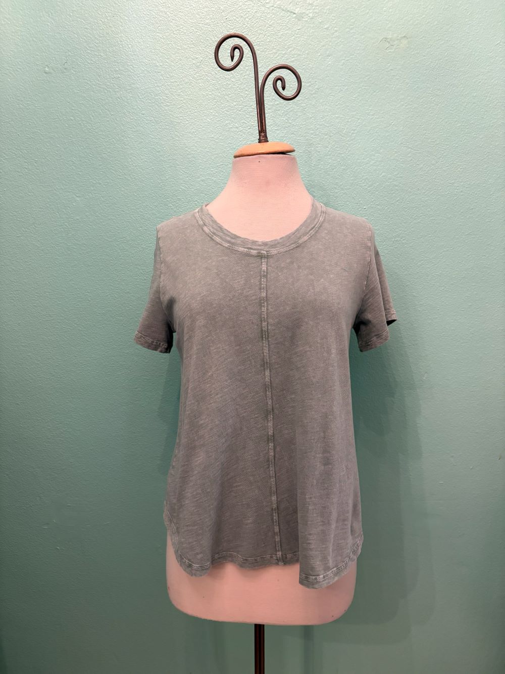 SWING CREW NECK S/S SLEEVE TEE-MINERAL SAGE-COTTON LANI