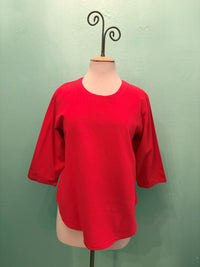 3/4 SLEEVE CREW NECK TOP-WATERMELON-SEA BREEZE