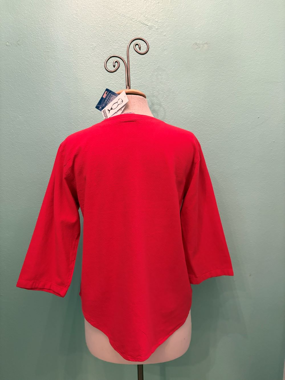 3/4 SLEEVE CREW NECK TOP-WATERMELON-SEA BREEZE