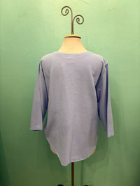 3/4 SLEEVE CREW NECK TOP-SERENITY-SEA BREEZE