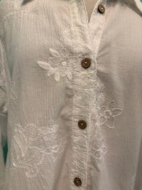 EMBROIDERED BUTTON DOWN SHIRT-WHITE-SEA BREEZE