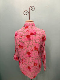 PINK W/ROSES BLOUSE-BLUE-THE NU VINTAGE