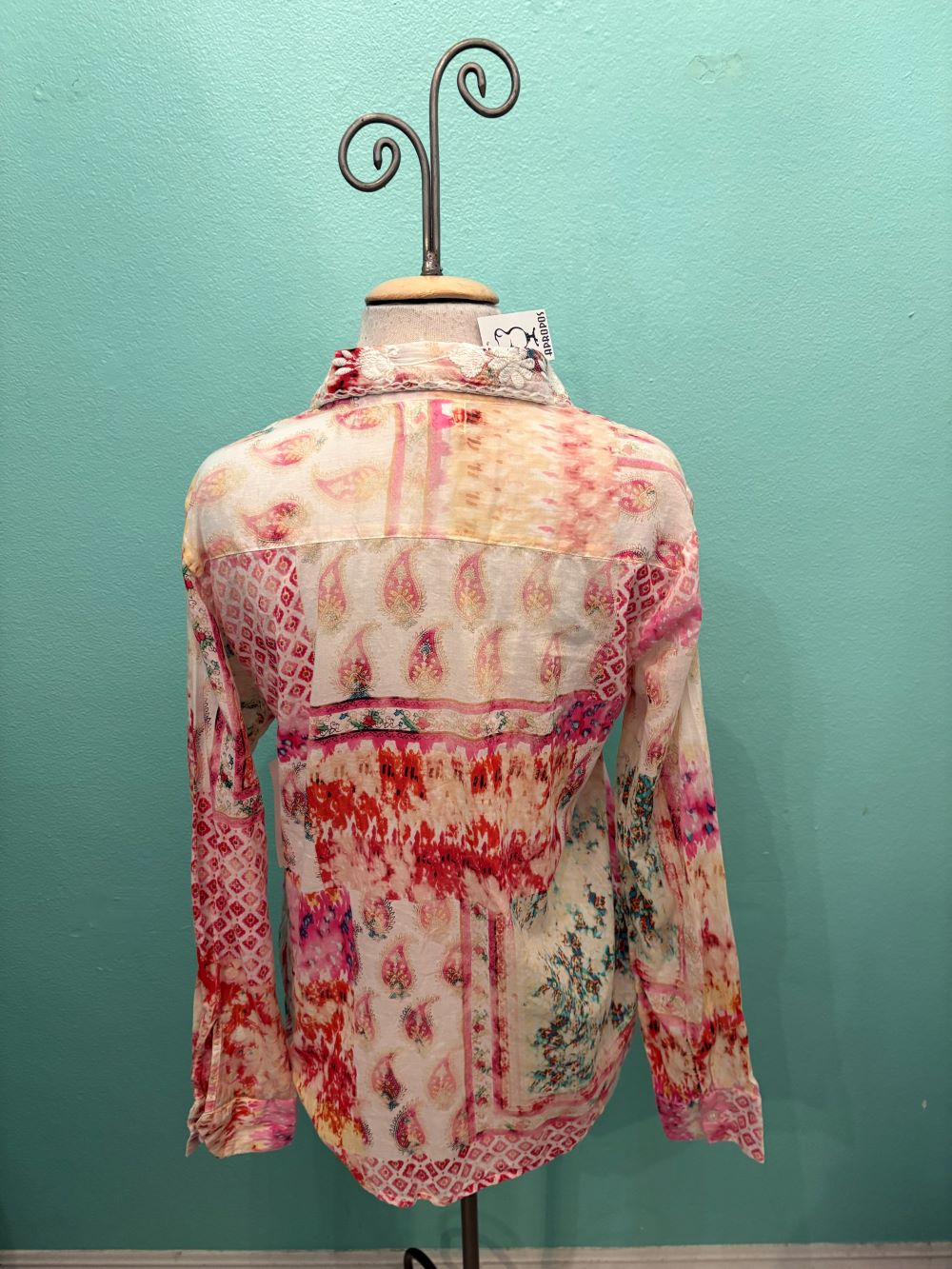 CRYSTAL TIE DYE PAISLY EMBROIDERED BLOUSE-NU VINTAGE