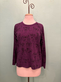 DOGS LONG SLEEVE TEE-GRAPE-COTTON LANI
