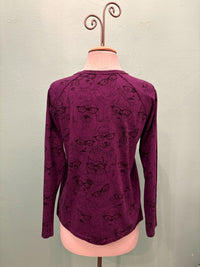 DOGS LONG SLEEVE TEE-GRAPE-COTTON LANI