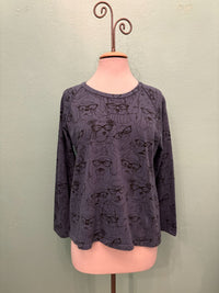 DOGS LONG SLEEVE TEE-SEASTONE-COTTON LANI