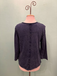 V-NECK W/BACK SEAM TEE-MINERAL INDIGO-COTTON LANI