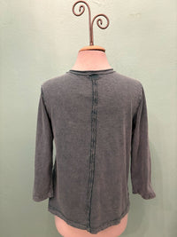 V-NECK W/BACK SEAM TEE-MINERAL GREEN-COTTON LANI