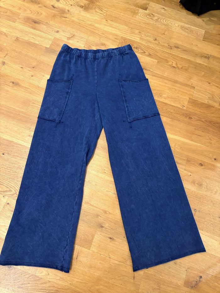 POCKET PANT-MINERAL INDGIO-COTTON LANI