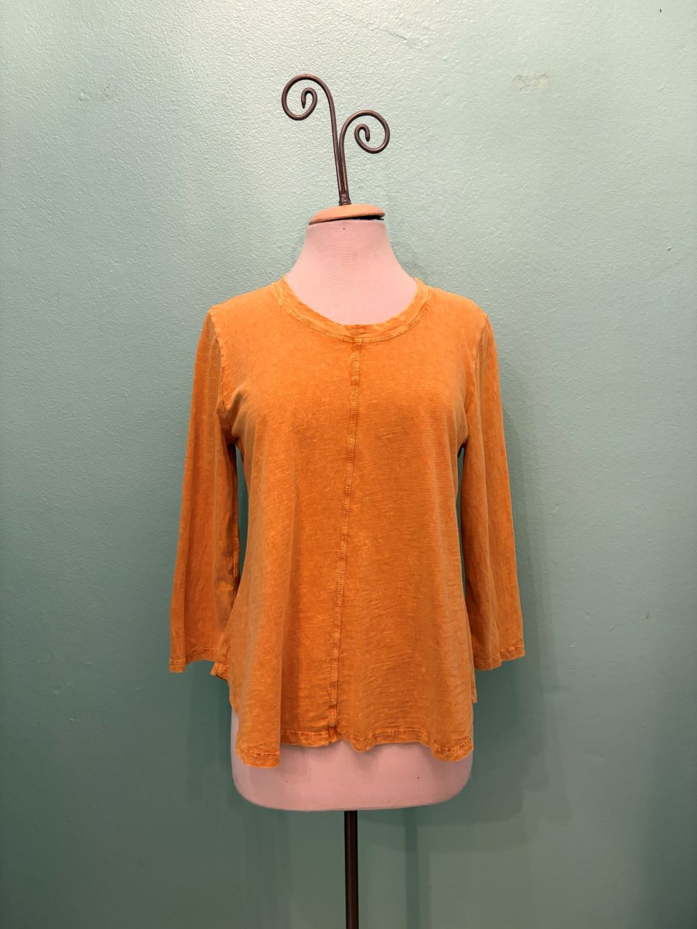 SWING CREW NECK 3/4 SLEEVE TEE-MINERAL GOLD-COTTON LANI