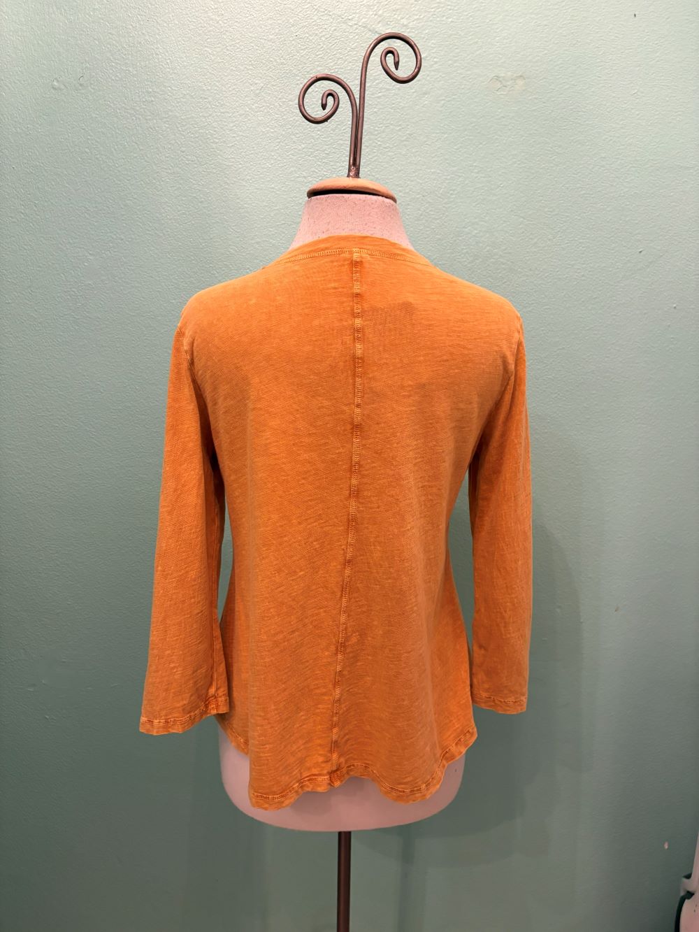 SWING CREW NECK 3/4 SLEEVE TEE-MINERAL GOLD-COTTON LANI