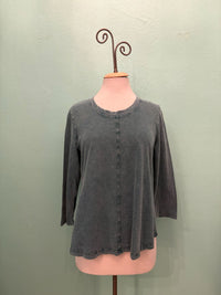 SWING CREW NECK 3/4 SLEEVE TEE-MINERAL GREEN-COTTON LANI