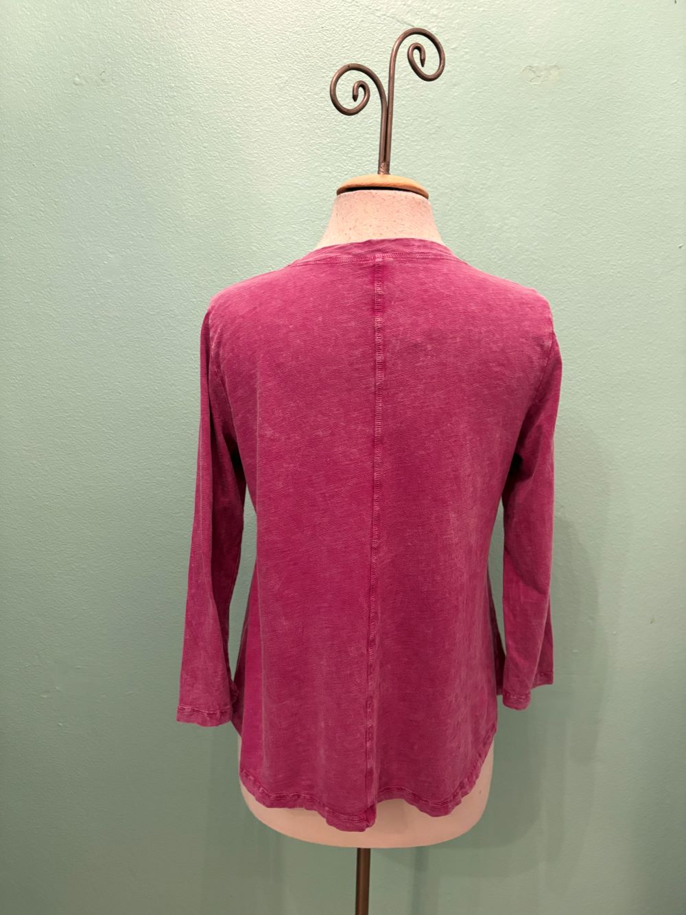 SWING CREW NECK 3/4 SLEEVE TEE-MINERAL MAGENTA-COTTON LANI