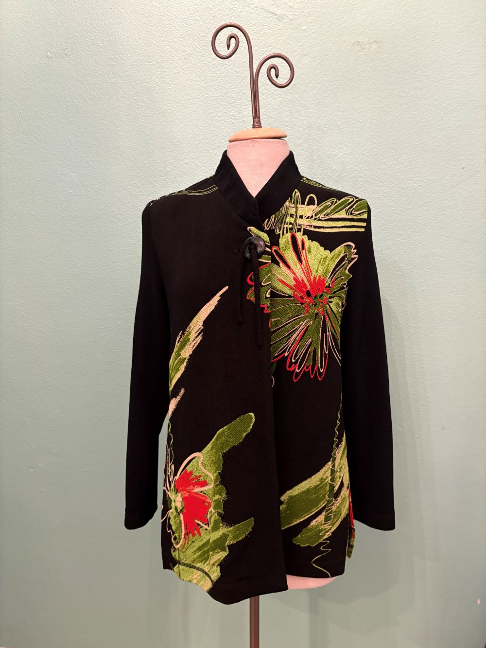 LIME FLOWER ONE BUTTON JACKET-MOONLIGHT