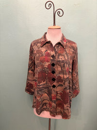BUTTON COLLAR WAFFLE TOP-FALL-ET LOIS