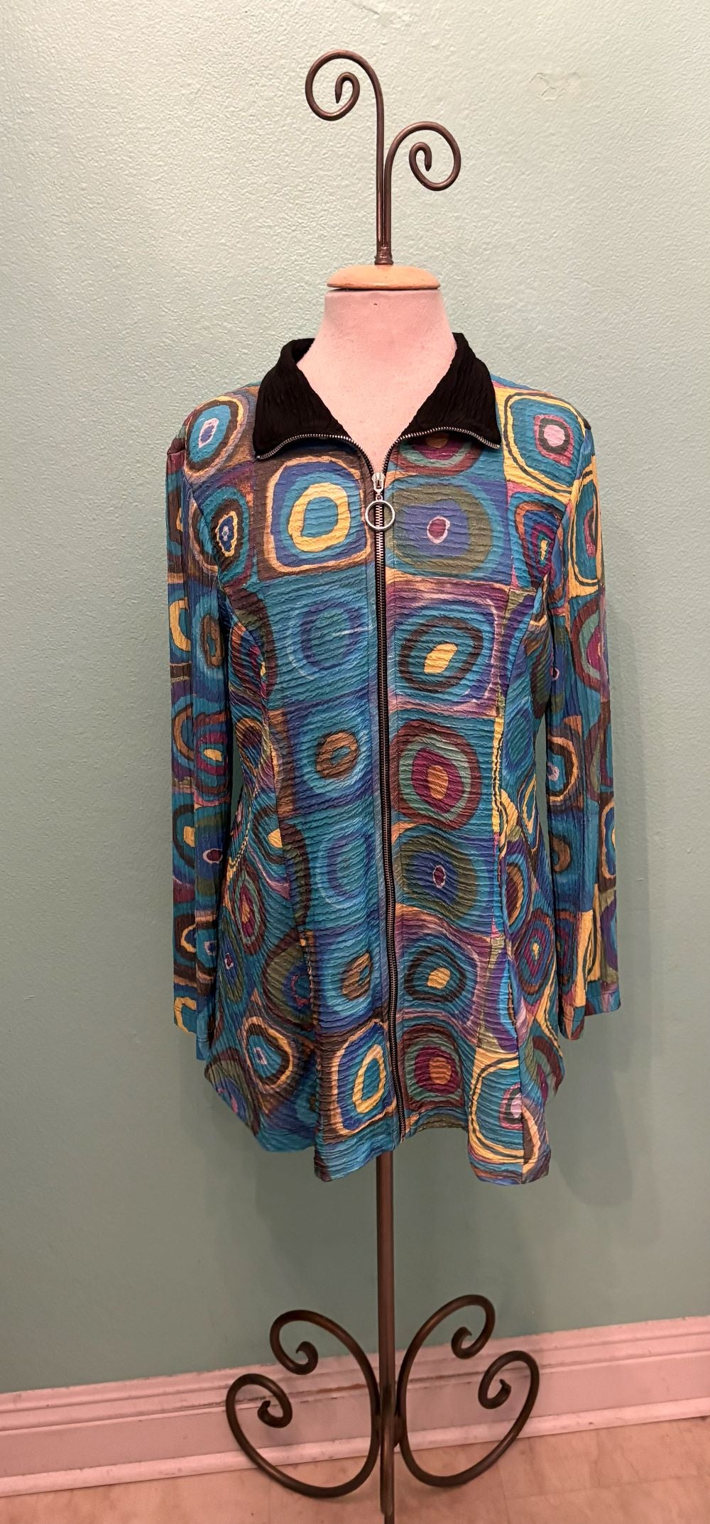 WINNIE TEAL ZIP UP COLLAR TOP-ET LOIS