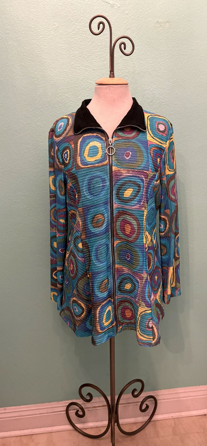 WINNIE TEAL ZIP UP COLLAR TOP-ET LOIS